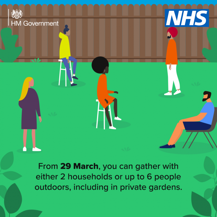 Illustration from Gov.uk about meeting outside from 29 March