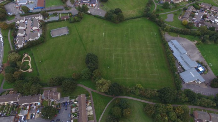 Aerial photo of QEII Playing Fields