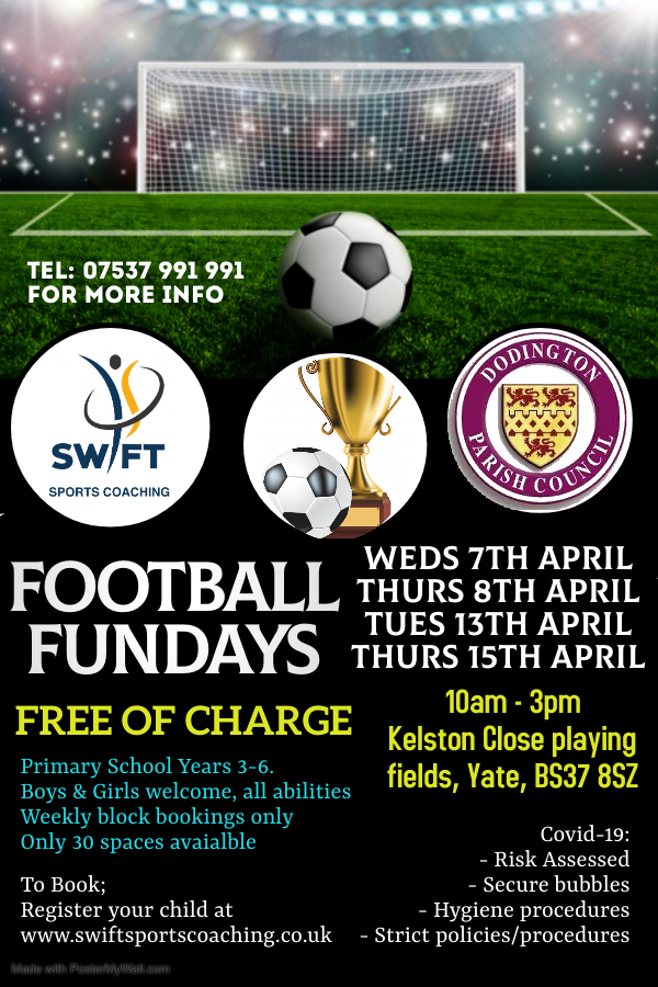 Poster advertising Easter football coaching call for details on 07537 991 991