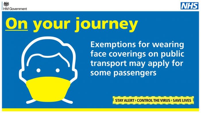 Government infographic explaining need for face coverings on public transport