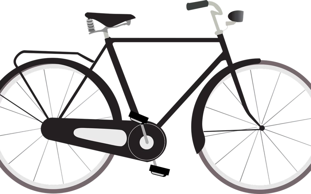 Black and white image of a bicycle.